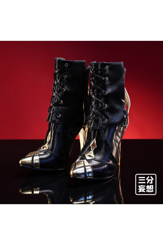 1/3 Delusion Genshin Impact Fatui Harbinger The Knave Arlecchino High Heels Black Cosplay Shoes